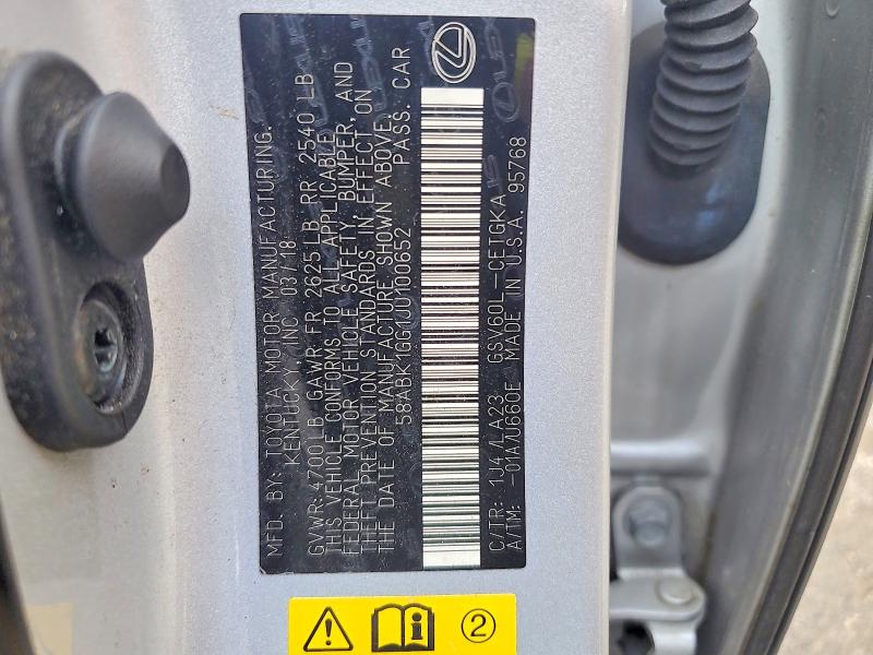 58880226 :رقم المزاد ، 58ABK1GG1JU100652 vin ، 2018 Lexus Es مزاد بيع