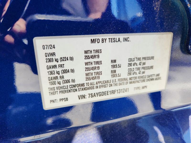 Aukcja sprzedaży 2024 Tesla Model Y, vin: 7SAYGDEE1RF131241, numer aukcji: 58817256