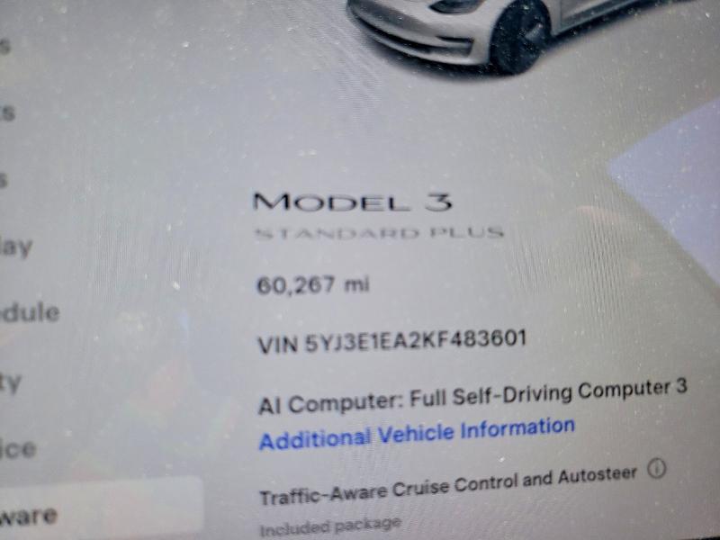 Продаж на аукціоні авто 2019 Tesla Model 3, vin: 5YJ3E1EA2KF483601, номер лоту: 57883906