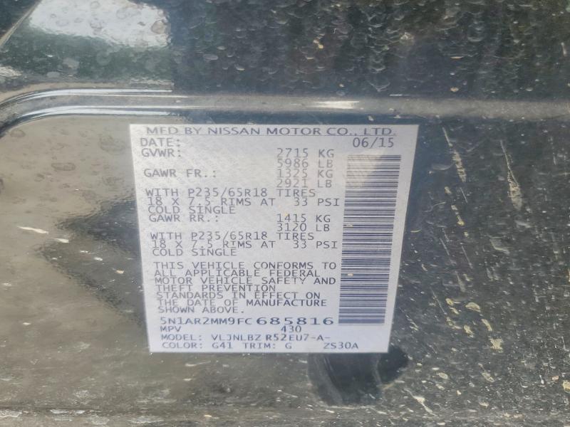Aukcja sprzedaży 2015 Nissan Pathfinder, vin: 5N1AR2MM9FC685816, numer aukcji: 55334016