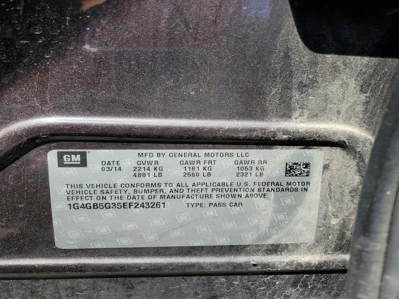 2014 Buick Lacrosse მანქანა იყიდება აუქციონზე, vin: 1G4GB5G35EF243261, აუქციონის ნომერი: 55436726