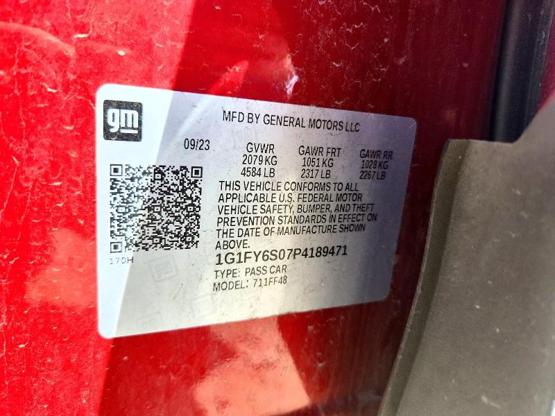 55737466 :رقم المزاد ، 1G1FY6S07P4189471 vin ، 2023 Chevrolet Bolt Euv مزاد بيع