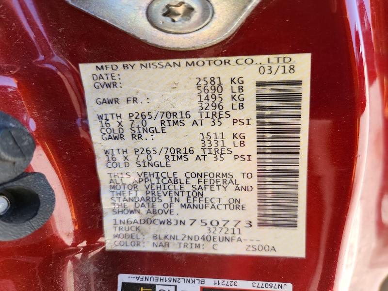2018 Nissan Frontier მანქანა იყიდება აუქციონზე, vin: 1N6AD0CW8JN750773, აუქციონის ნომერი: 56716336