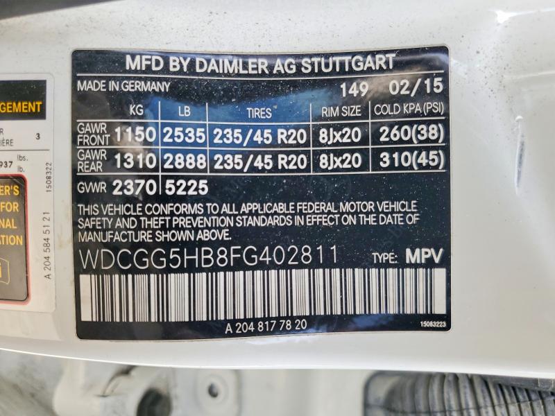 Продажа на аукционе авто 2015 Mercedes-benz Glk, vin: WDCGG5HB8FG402811, номер лота: 57932686