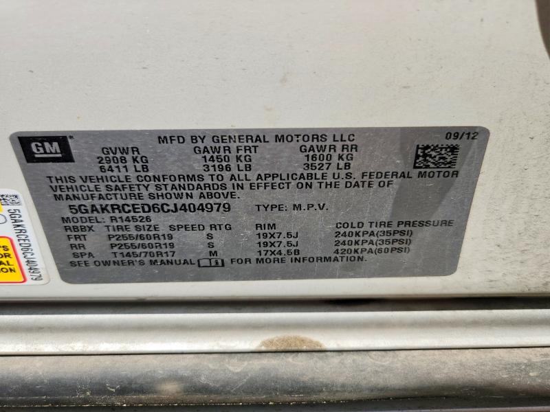 2012 Buick Enclave მანქანა იყიდება აუქციონზე, vin: 5GAKRCED6CJ404979, აუქციონის ნომერი: 56430346