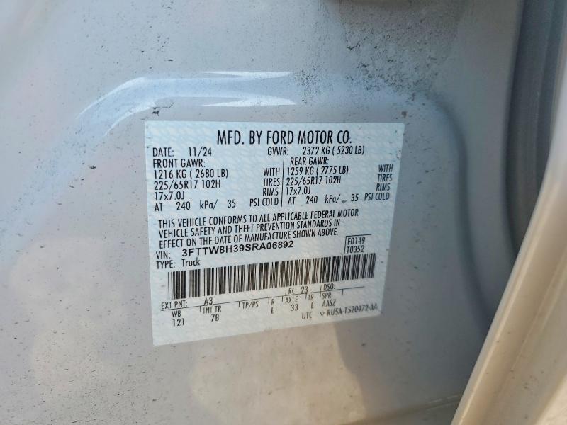 55200866 :رقم المزاد ، 3FTTW8H39SRA06892 vin ، 2025 Ford Maverick مزاد بيع