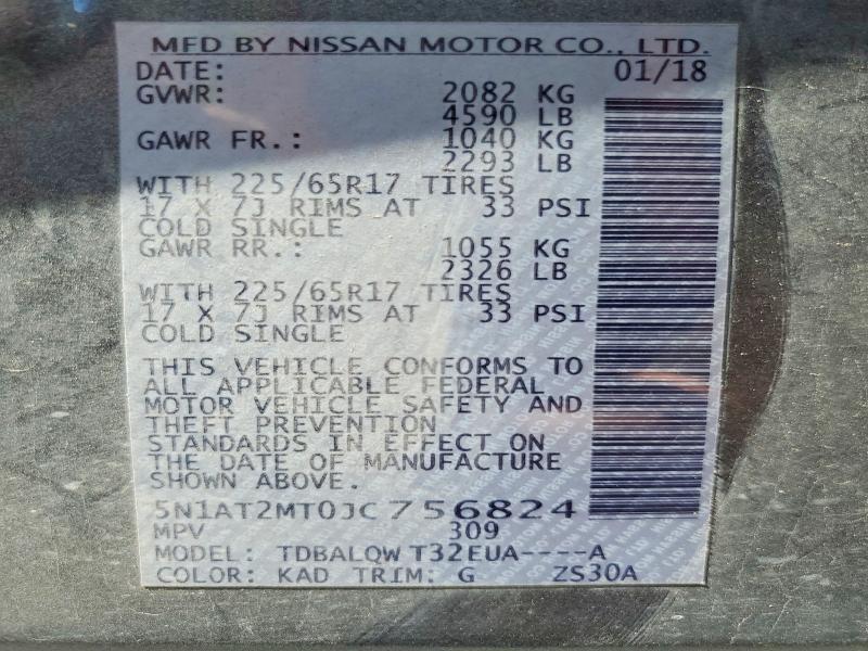 Aukcja sprzedaży 2018 Nissan Rogue, vin: 5N1AT2MT0JC756824, numer aukcji: 54019576