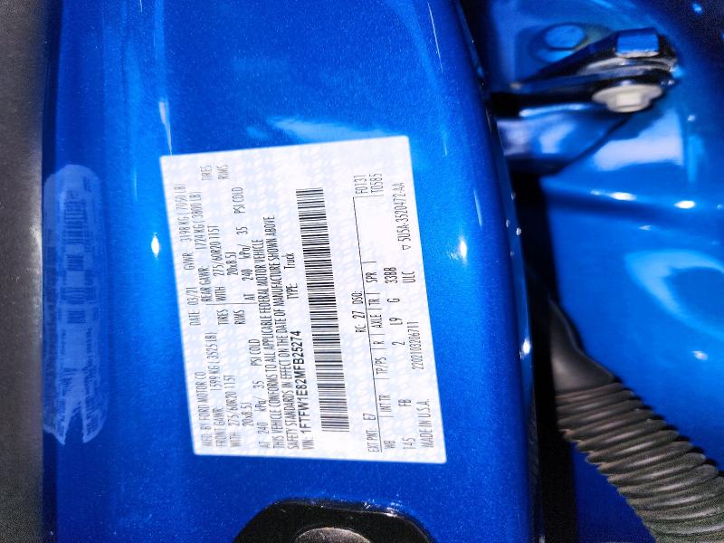 57970276 :رقم المزاد ، 1FTFW1E82MFB25274 vin ، 2021 Ford F150 مزاد بيع