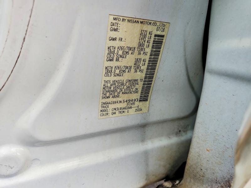 Продаж на аукціоні авто 2018 Nissan Titan, vin: 1N6AA1EK4JN549493, номер лоту: 57966606
