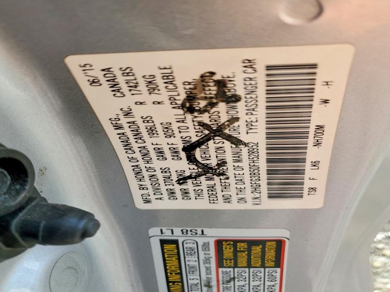 56295626 :رقم المزاد ، 2HGFG3B50FH528952 vin ، 2015 Honda Civic مزاد بيع