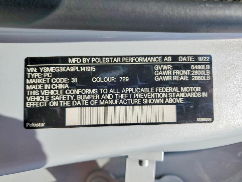 Продажа на аукционе авто 2023 Polestar 2, vin: YSMEG3KA9PL141915, номер лота: 56652616