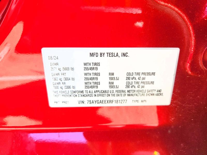 Продаж на аукціоні авто 2024 Tesla Model  Y, vin: 7SAYGAEEXRF181277, номер лоту: 54923746
