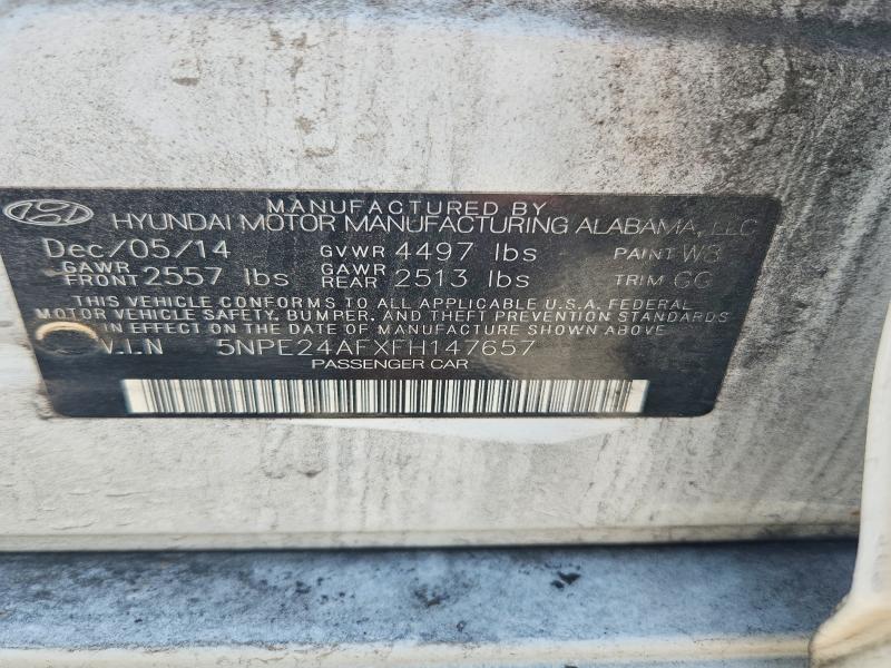 2015 Hyundai Sonata მანქანა იყიდება აუქციონზე, vin: 5NPE24AFXFH147657, აუქციონის ნომერი: 56119876
