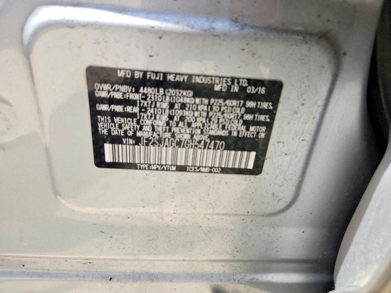Aukcja sprzedaży 2016 Subaru Forester, vin: JF2SJAGC7GH547470, numer aukcji: 56415626