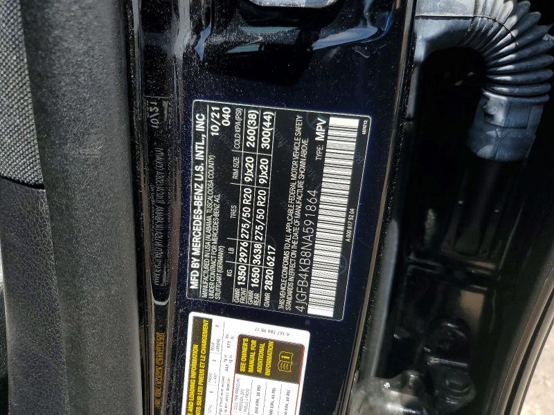 2022 Mercedes-benz Gle მანქანა იყიდება აუქციონზე, vin: 4JGFB4KB8NA591864, აუქციონის ნომერი: 58174596