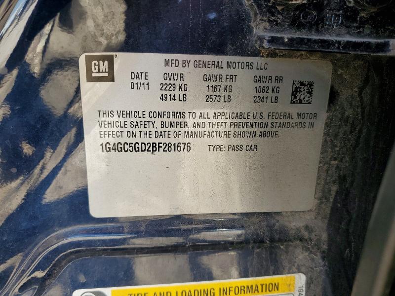 55213946 :رقم المزاد ، 1G4GC5GD2BF281676 vin ، 2011 Buick Lacrosse مزاد بيع