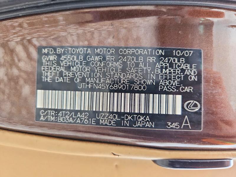 Продажа на аукционе авто 2008 Lexus Sc, vin: JTHFN45Y689017800, номер лота: 56087566