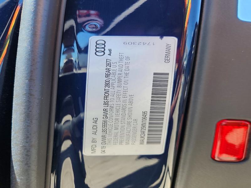 2019 Audi A6 მანქანა იყიდება აუქციონზე, vin: WAUK2AF25KN106495, აუქციონის ნომერი: 57153506