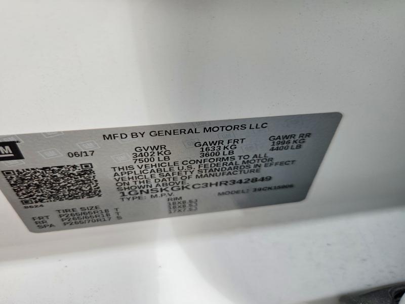 Продажа на аукционе авто 2017 Chevrolet Suburban, vin: 1GNSKGKC3HR342849, номер лота: 57242576