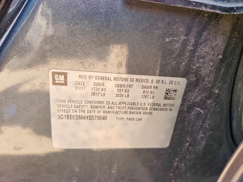 2017 Chevrolet Cruze მანქანა იყიდება აუქციონზე, vin: 3G1BE6SM4HS579648, აუქციონის ნომერი: 55858436
