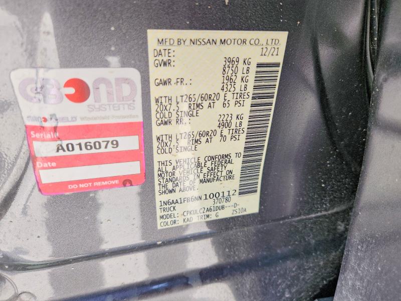 Продажа на аукционе авто 2022 Nissan Titan Xd, vin: 1N6AA1FB6NN100112, номер лота: 58896416