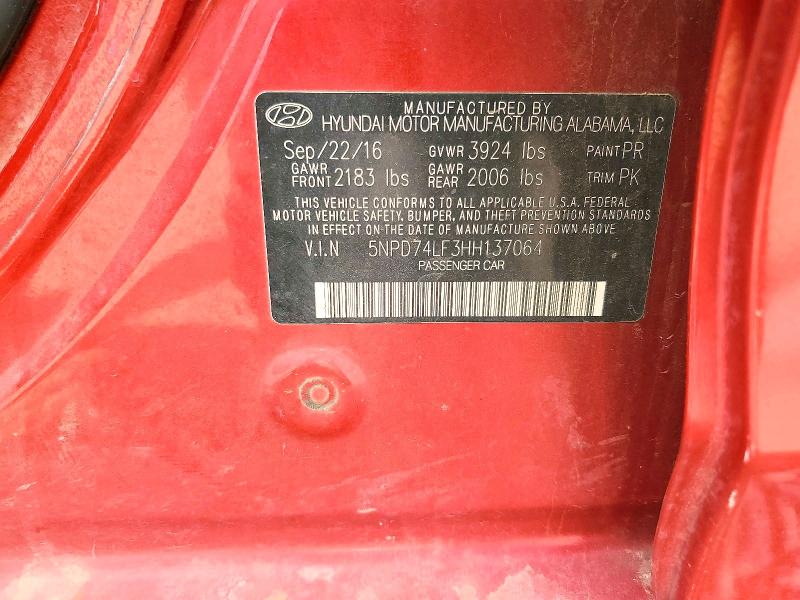 Продаж на аукціоні авто 2017 Hyundai Elantra, vin: 5NPD74LF3HH137064, номер лоту: 57555056