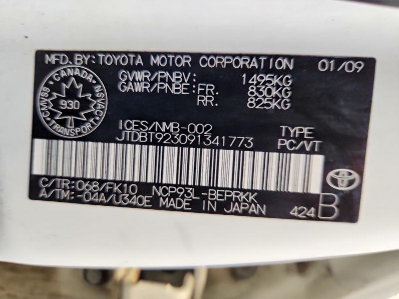 55439906 :رقم المزاد ، JTDBT923091341773 vin ، 2009 Toyota Yaris مزاد بيع