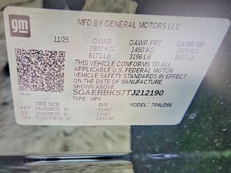 Aukcja sprzedaży 2026 Buick Enclave, vin: 5GAERBKS7TJ212190, numer aukcji: 57340286