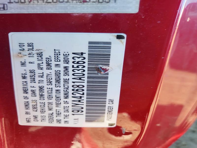 57077556 :رقم المزاد ، 19UYA42681A035634 vin ، 2001 Acura 3.2cl مزاد بيع