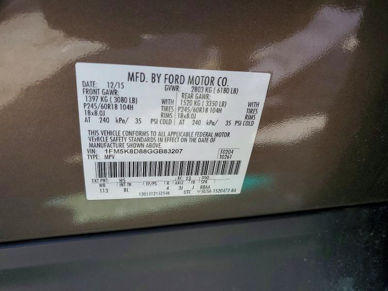 Aukcja sprzedaży 2016 Ford Explorer, vin: 1FM5K8D88GGB83207, numer aukcji: 57931306