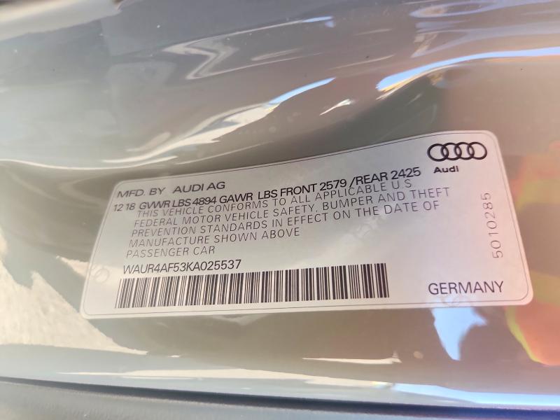 Продажа на аукционе авто 2019 Audi S5, vin: WAUR4AF53KA025537, номер лота: 58449126