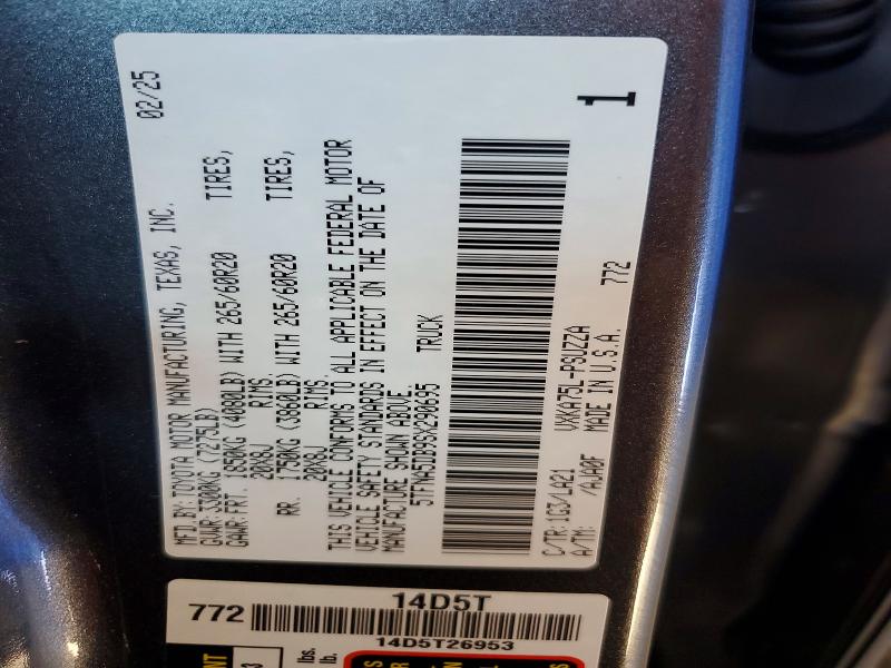 Aukcja sprzedaży 2025 Toyota Tundra, vin: 5TFNA5DB9SX290695, numer aukcji: 55716386