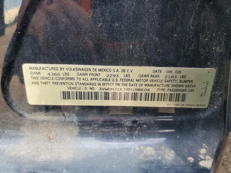 Aukcja sprzedaży 2008 Volkswagen Jetta, vin: 3VWRM71K78M198604, numer aukcji: 58928736