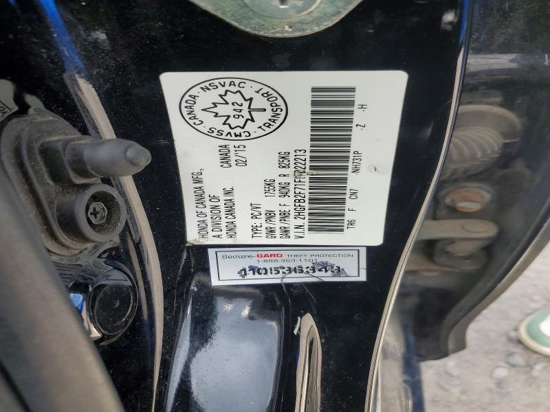 Продажа на аукционе авто 2015 Honda Civic, vin: 2HGFB2F71FH022213, номер лота: 58255816