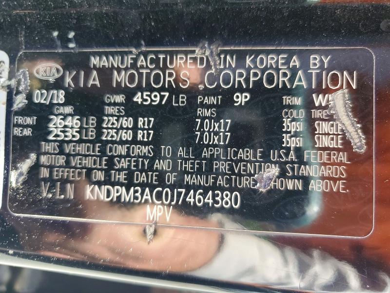 55791396 :رقم المزاد ، KNDPM3AC0J7464380 vin ، 2018 Kia Sportage مزاد بيع