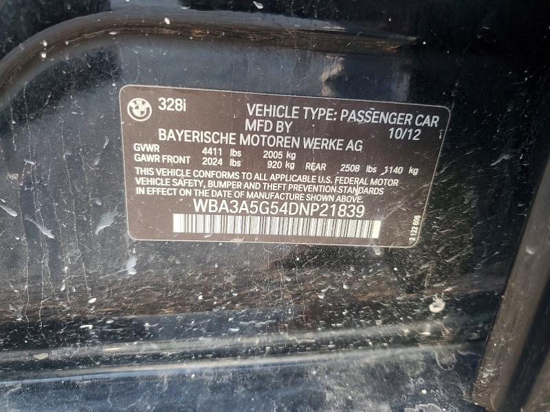 56445806 :رقم المزاد ، WBA3A5G54DNP21839 vin ، 2013 Bmw 328 مزاد بيع