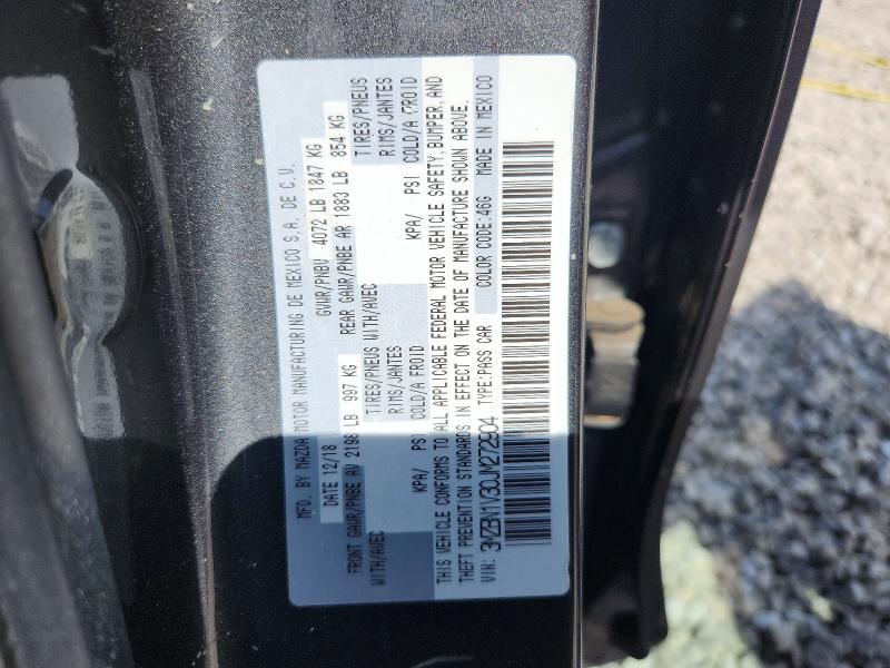 2018 Mazda 3 მანქანა იყიდება აუქციონზე, vin: 3MZBN1V30JM272904, აუქციონის ნომერი: 57418026