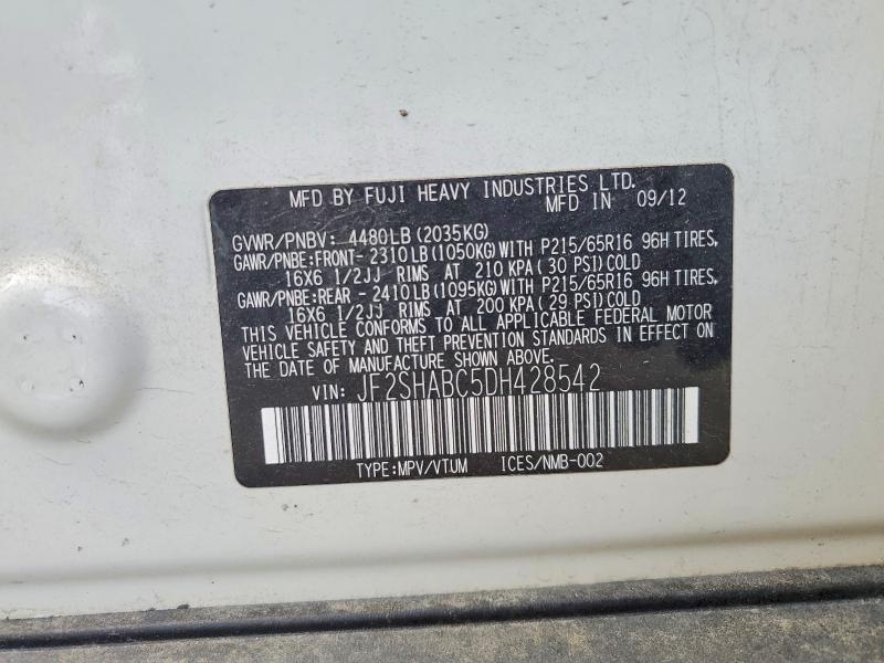 Aukcja sprzedaży 2013 Subaru Forester, vin: JF2SHABC5DH428542, numer aukcji: 57266826