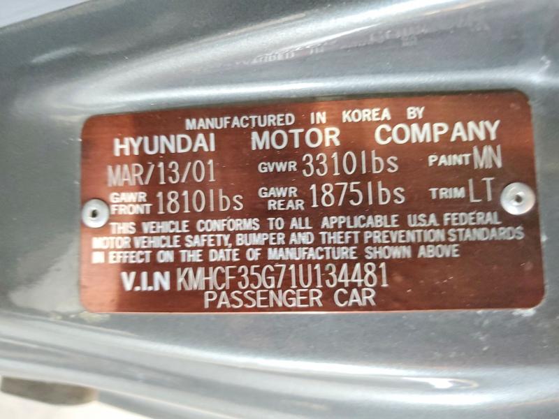 58816886 :رقم المزاد ، KMHCF35G71U134481 vin ، 2001 Hyundai Accent مزاد بيع