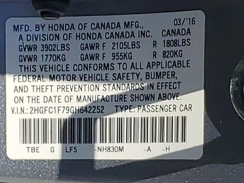Продажа на аукционе авто 2016 Honda Civic, vin: 2HGFC1F79GH642252, номер лота: 56658536