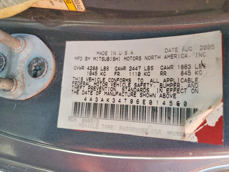 Продаж на аукціоні авто 2006 Mitsubishi Eclipse, vin: 4A3AK34T06E014560, номер лоту: 55937226