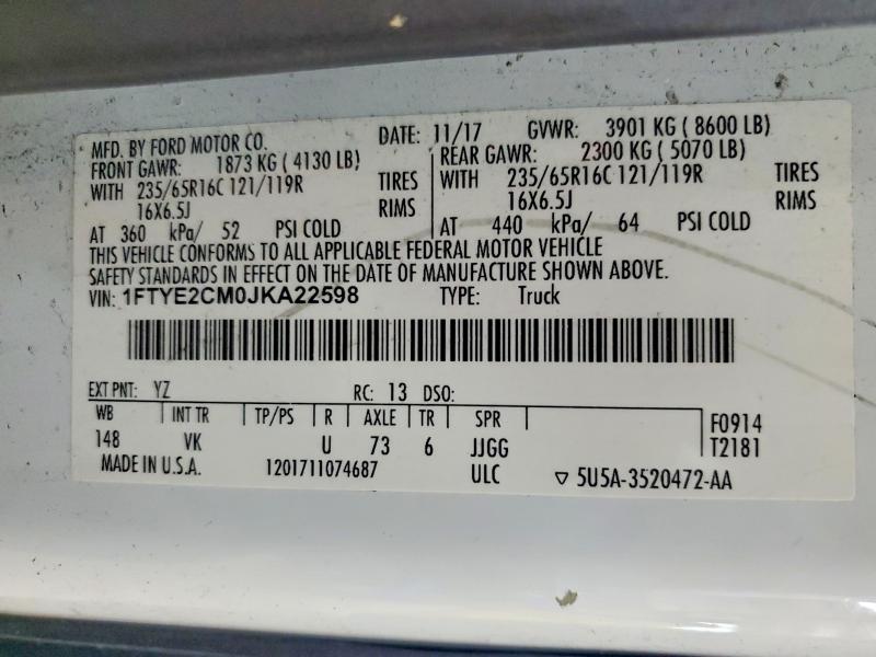 Aukcja sprzedaży 2018 Ford Transit, vin: 1FTYE2CM0JKA22598, numer aukcji: 59084536