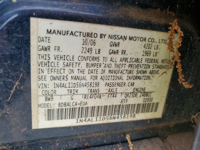 Aukcja sprzedaży 2006 Nissan Altima, vin: 1N4AL11D56N458198, numer aukcji: 59083636