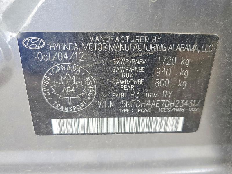 Продажа на аукционе авто 2013 Hyundai Elantra, vin: 5NPDH4AE7DH234317, номер лота: 59289626