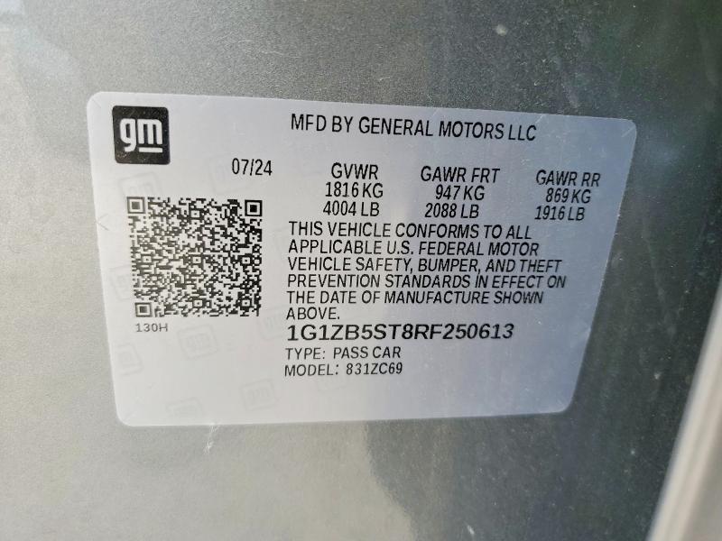Продаж на аукціоні авто 2024 Chevrolet Malibu, vin: 1G1ZB5ST8RF250613, номер лоту: 57183226