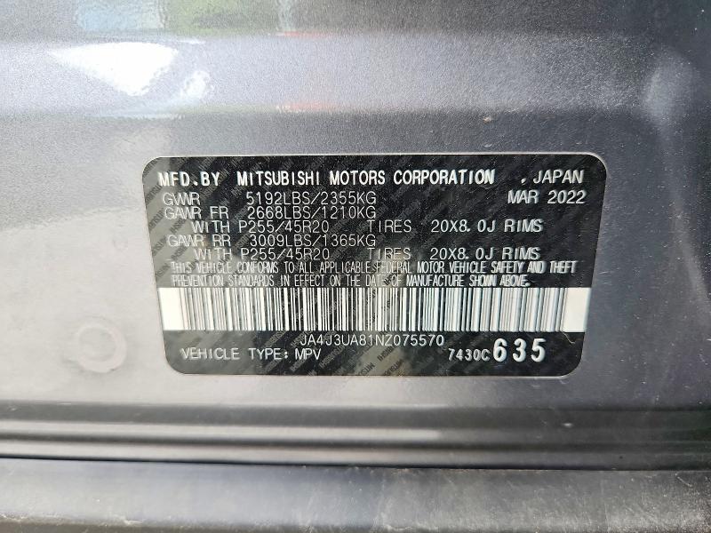 Продажа на аукционе авто 2022 Mitsubishi Outlander, vin: JA4J3UA81NZ075570, номер лота: 56790736