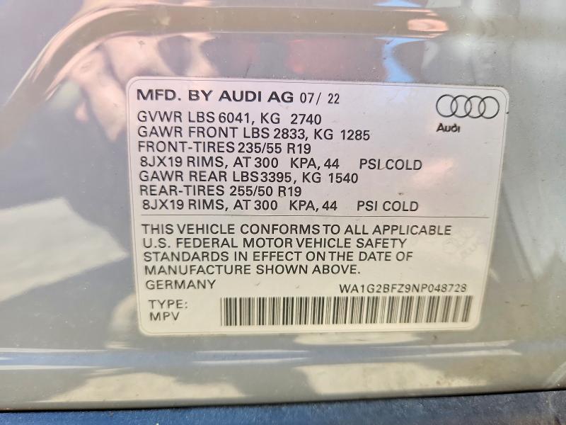 Продаж на аукціоні авто 2022 Audi Q4 E-tron, vin: WA1G2BFZ9NP048728, номер лоту: 54546306
