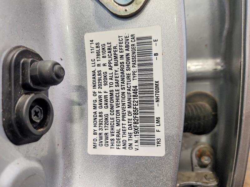 Aukcja sprzedaży 2015 Honda Civic, vin: 19XFB2F85FE218464, numer aukcji: 55952546