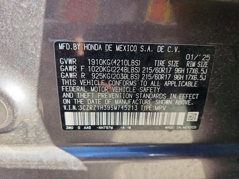 Продаж на аукціоні авто 2025 Honda Hr-v, vin: 3CZRZ1H39SM745213, номер лоту: 56533086