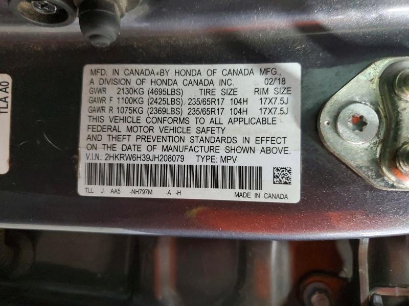Продаж на аукціоні авто 2018 Honda Cr-v, vin: 2HKRW6H39JH208079, номер лоту: 58440346